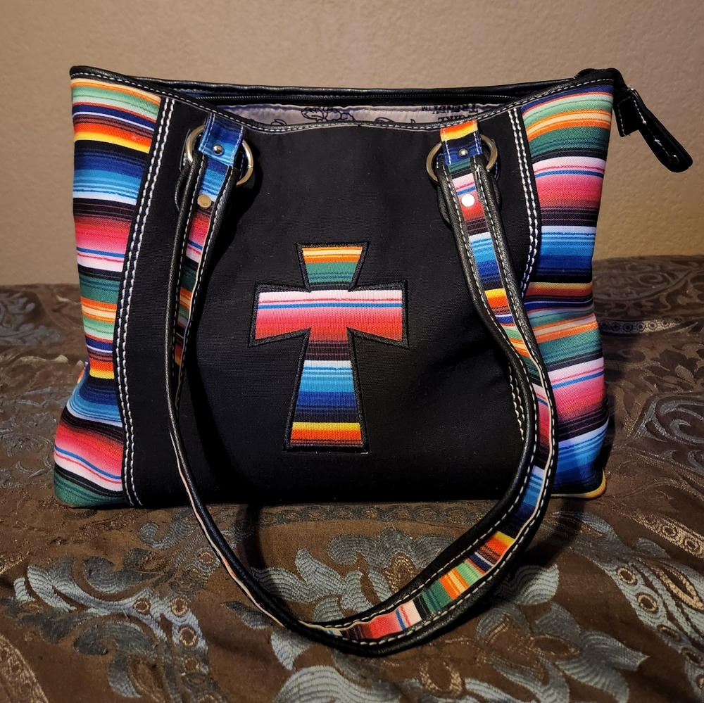 Large Rainbow Colored Cowgirl Tote